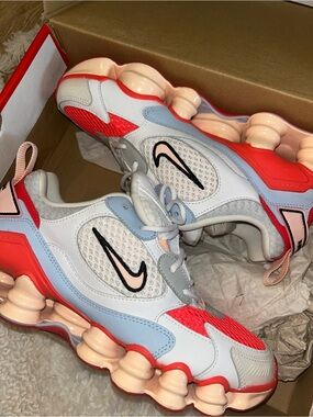 Nike TL Shox White, Light Blue, Coral & Pink Laser Crimson Shoes